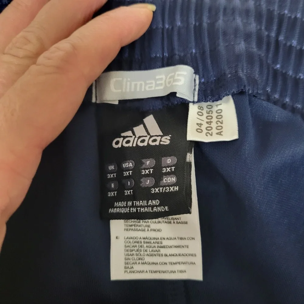VTG Adidas Clima365 Snap Track Pants Mens 3XL Tall Navy Blue Y2K Blockcore Retro